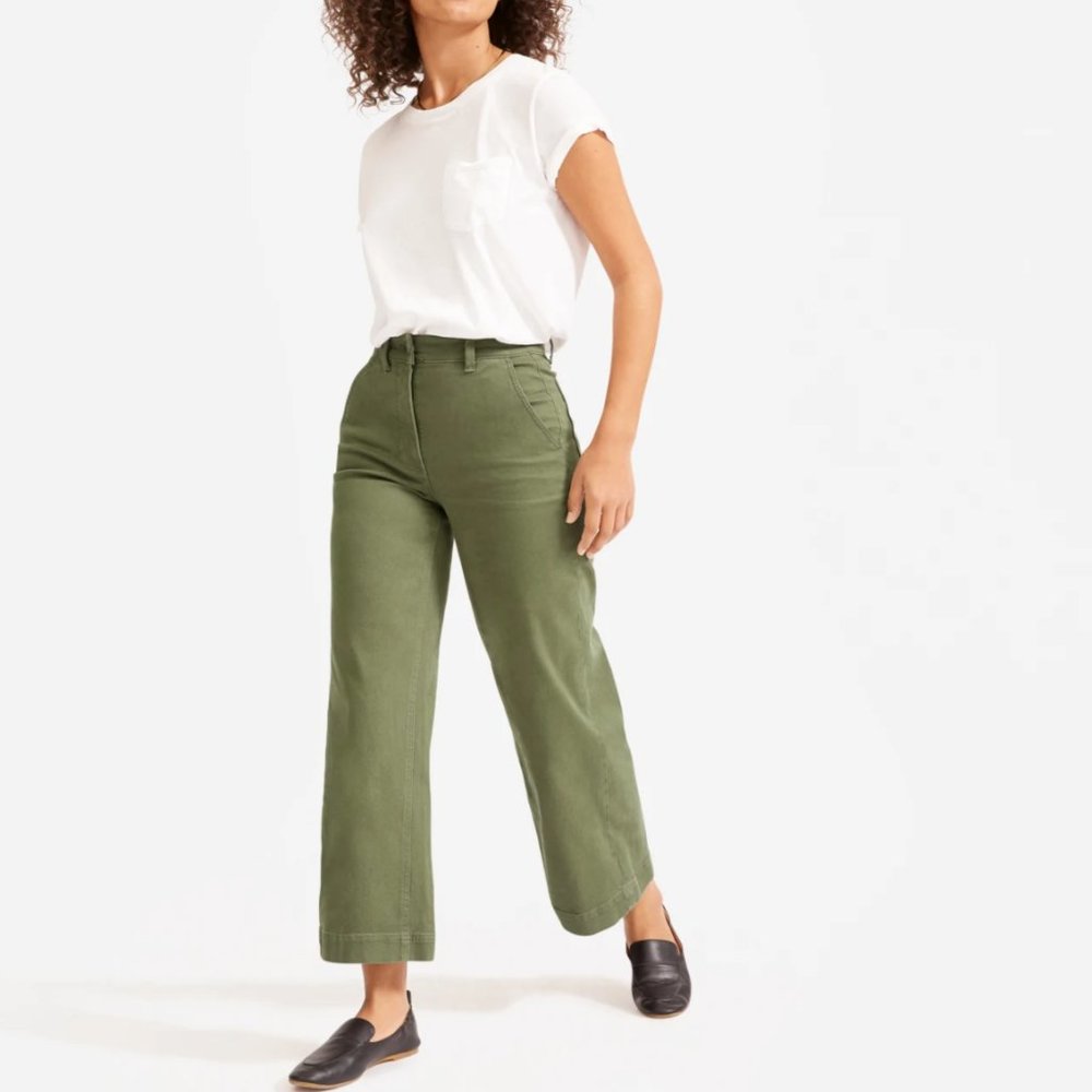 Olive Wide Leg Crop Pant Everlane